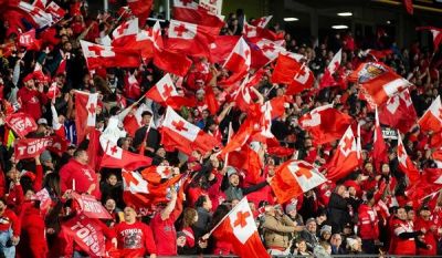 Tongan fans during the rugby league test against New Zealand at Mount Smart Stadium