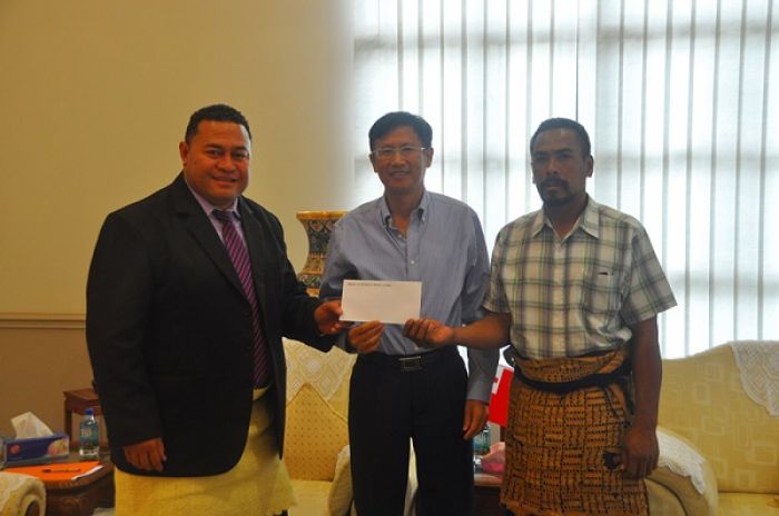 His Excellency Ambassador Huang Huaguang Present Donation To Vili Mauopangai MP from Ha'apai 12