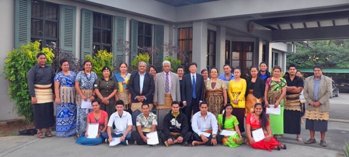 H.E. Ambassador Huang, Hon. Lord Tu'ivakano and Scholarships Recipients
