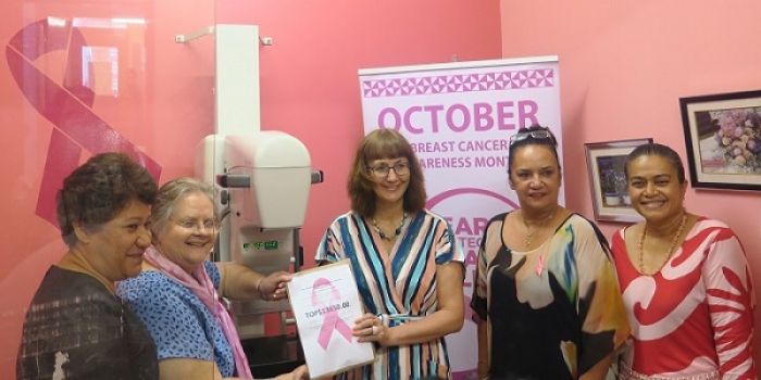 he New Zealand High Commissioner H.E. Tiffany Babington and Liz Cowley, owner of the Waterfront Restaurant handed over TOP$13,650 to the Tonga Breast Cancer Society