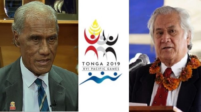 Palēmia 'o Tonga 'Akilisi Pohiva mo e CEO Komiti Fokotu'utu'u Sipoti Pasifiki 2019 Lord Feleti Sevele